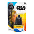 Front blister card displays Darth Vader action figure with red lightsaber beside bold character art and STAR WARS logo on a white, yellow and blue package layout designed for shelf visibility.