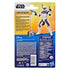 Star Wars Clone Captain Rex cardback featuring a yellow-to-blue gradient design, multilingual character bio text, safety warnings, and a printed image of the armored figure posed on the right side.