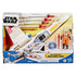 Star Wars Force Strike X-Wing packaged set with white starfighter, red projectiles and Luke Skywalker figure visible through clear window box featuring blue-and-yellow Star Wars branding.