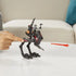 Star Wars Mission Fleet Tech Bad Batch AT-RT Ambush toy showing projectile launcher firing red bolt, with Tech figure riding the walker and hand pressing launcher button for play feature demonstration.