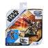 Front packaging of Star Wars Mission Fleet Mandalorian Hover E-Web Cannon toy set showing dynamic artwork of the Mandalorian firing the cannon, with toy image inset and age 4+ label.