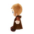 Star Wars Obi-Wan Kenobi plush toy shown from side view, with tan head, embroidered details, and long brown Jedi robe draping toward its fabric boots.