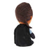 Star Wars plush toy of Reva the Third Sister shown from the back, highlighting brown stitched hair pattern and flowing black cape over light gray sleeves and gloves.