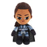 Star Wars plush doll of Reva the Third Sister in dark gray suit and black cape, with stitched features and soft brown hair, posed sitting upright against white background.