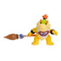 Super Mario Galaxy Movie Bowser Jr. figure is yellow plastic with a green face patch and orange hair, posed beside a long brown-tipped paintbrush against white.