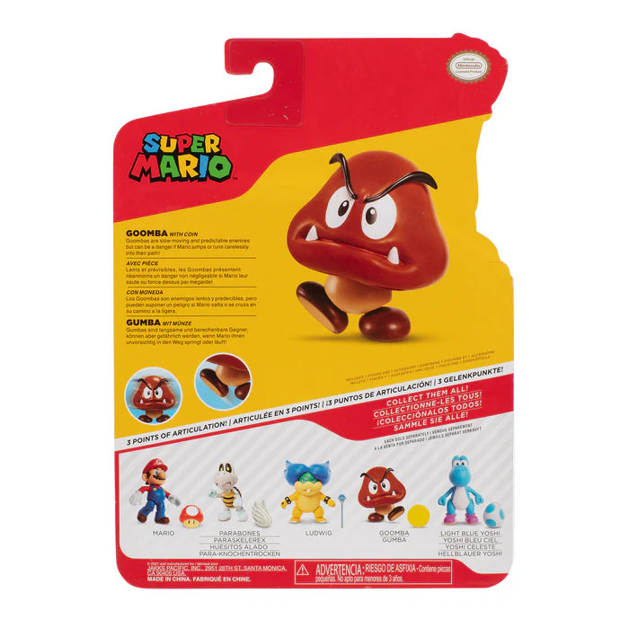Goomba Back Super Mario Goomba with Coin 4-Inch Action Figure – Maziply Toys