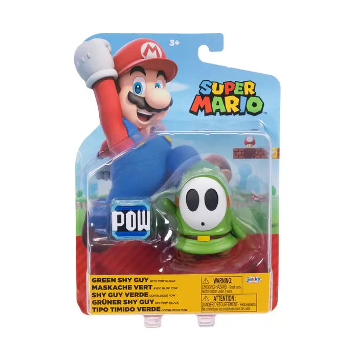 Super Mario Green Shy Guy with POW Block 4-Inch Action Figure