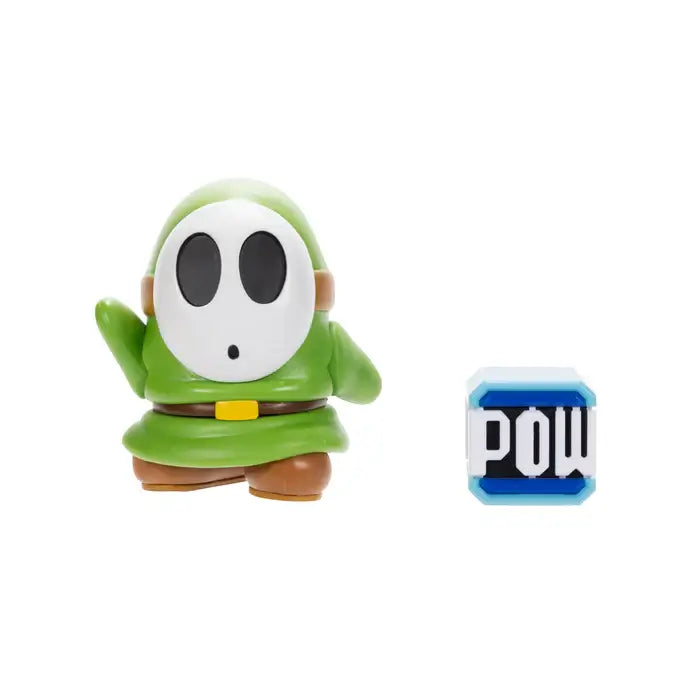 Super Mario Green Shy Guy with POW Block 4-Inch Action Figure