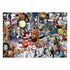 Completed Sure-Lox LIFE Magazine puzzle design showing a dense collage of black-and-white and color photographs from the 1970s, blending art, science, sports, and entertainment history.