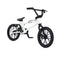 Tech Deck BMX finger bike in white metal frame with black rubber tires, compact stunt bike form with pegs, pedals, and handlebars, designed for freestyle tricks on a clean white background.