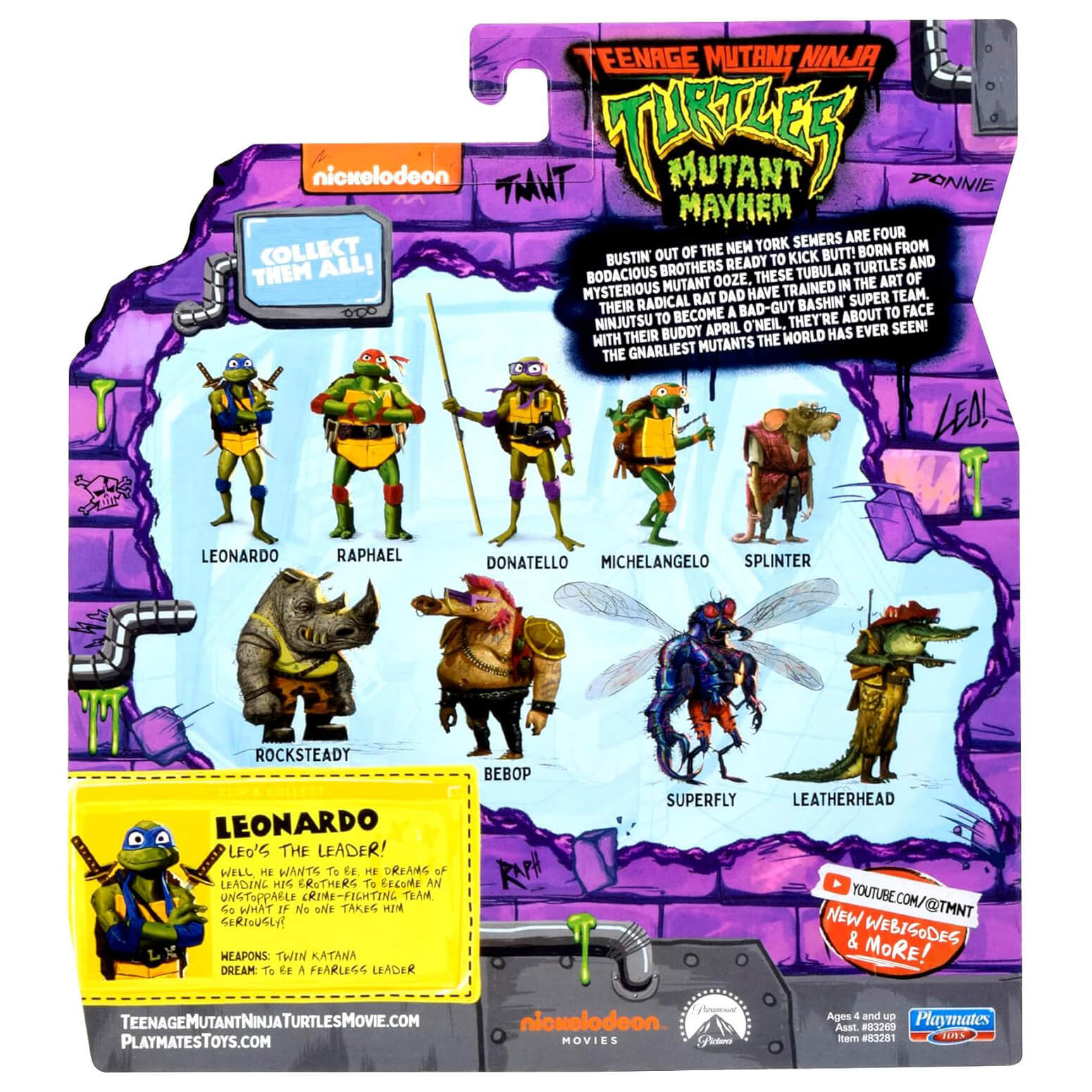 Teenage Mutant Ninja Turtles Mutant Mayhem Leonardo the Leader 4.5-Inch Action Figure