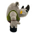 Gray rhino Rocksteady plush figure from Teenage Mutant Ninja Turtles, wearing a green vest and camo pants, shown in side profile with detailed horn and tusks.
