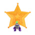 Super Mario Galaxy Wonder Bowser Jr figure in purple textured plastic with green hair and yellow shell detail, compact creature form standing before translucent orange star backdrop on a clean white background