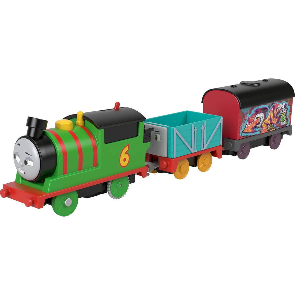 Thomas & Friends Graffiti Percy Motorized Toy Train Engine with Cargo ...