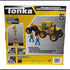 Back of Tonka Tough Grader Construction Set box showing yellow grader, two toy worker figures, and images of other Tonka sets like crane and cement truck.