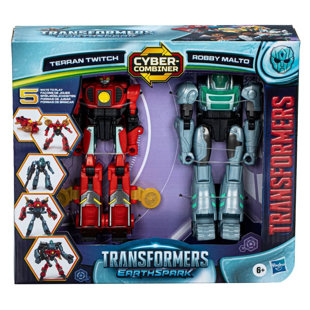 Transformers EarthSpark Cyber-Combiner Terran Twitch and Robby Malto 5-Inch Action Figure Set