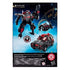 Transformers Flatline robot and vehicle modes shown on blue cosmic-themed package back with transformation steps icon and Decepticon symbol emphasizing 16-step conversion play.