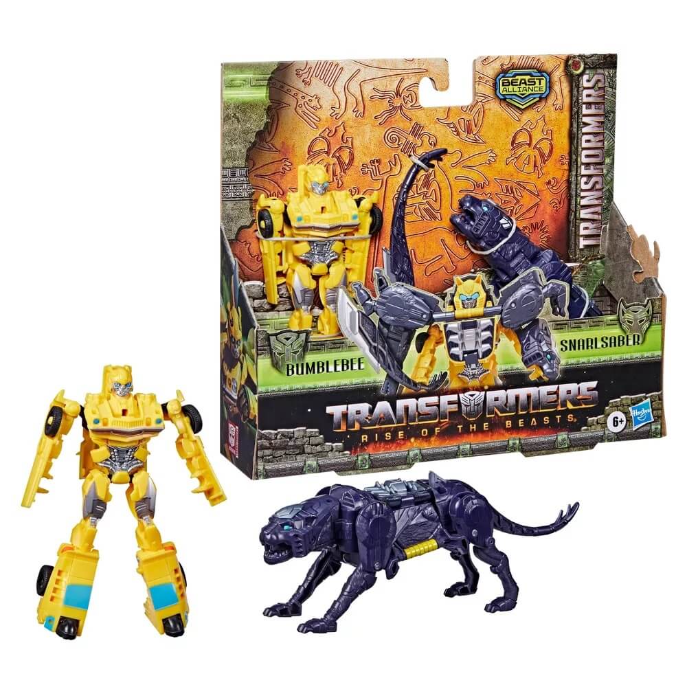 Transformers: Rise of the Beasts Beast Alliance Beast Combiners 2-Pack Bumblebee & Snarlsaber Maziply Toys Transformers: Rise of the Beasts Beast Alliance Beast Combiners 2-Pack Bumblebee & Snarlsaber Maziply Toys