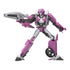 Transformers Elita-1 pink and silver plastic action figure with smooth molded panels and angular humanoid shape posed with arm blaster extended, standing against plain white backdrop.