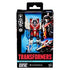Transformers ONE Starscream Studio Series packaging with clear window displaying the articulated red, blue, and beige robot figure, character art, and branding details on a bold black-and-blue box.