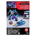 Back of Transformers Thundercracker packaging displaying robot and tetra jet forms, red multilingual bio panel, 29-step conversion icon, and safety warnings over dark metallic artwork.