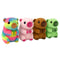 Colorful capybara plush toys by Ty Beanie Babies feature soft fabric, rounded bodies, small ears and paws in rainbow, pink, brown, and green on white.