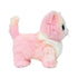Ty Beanie Babies Lady pink cat plush toy in pastel pink and cream soft faux fur with small standing kitten shape, featuring raised tail, side profile, fluffy texture, and color patches on backdrop.