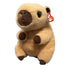 Ty Beanie Babies capybara plush toy featuring tan soft fabric, rounded body, dark brown nose and paws, small ears, and glossy eyes, designed as a cuddly stuffed animal on a plain white background.