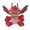 Disney Leroy plush toy from Lilo and Stitch in bright red soft fabric with rounded alien shape, featuring large ears, sharp teeth, multiple arms, and expressive eyes on white background.