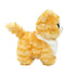 Ty Beanie Babies Melanie gold cat plush toy in yellow and white soft faux fur with small standing kitten shape, featuring striped texture, raised tail, side profile, and fluffy coat on backdrop.