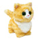 Ty Beanie Babies Melanie gold cat plush toy in yellow and white soft faux fur with rounded kitten shape, featuring large green glitter eyes, pink nose, whiskers, and upright ears on a white background.