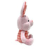 Disney Piglet plush toy in soft light pink fabric with rounded character shape, shown in side profile with large upright ears, striped pink torso, and embroidered facial details on a white background.