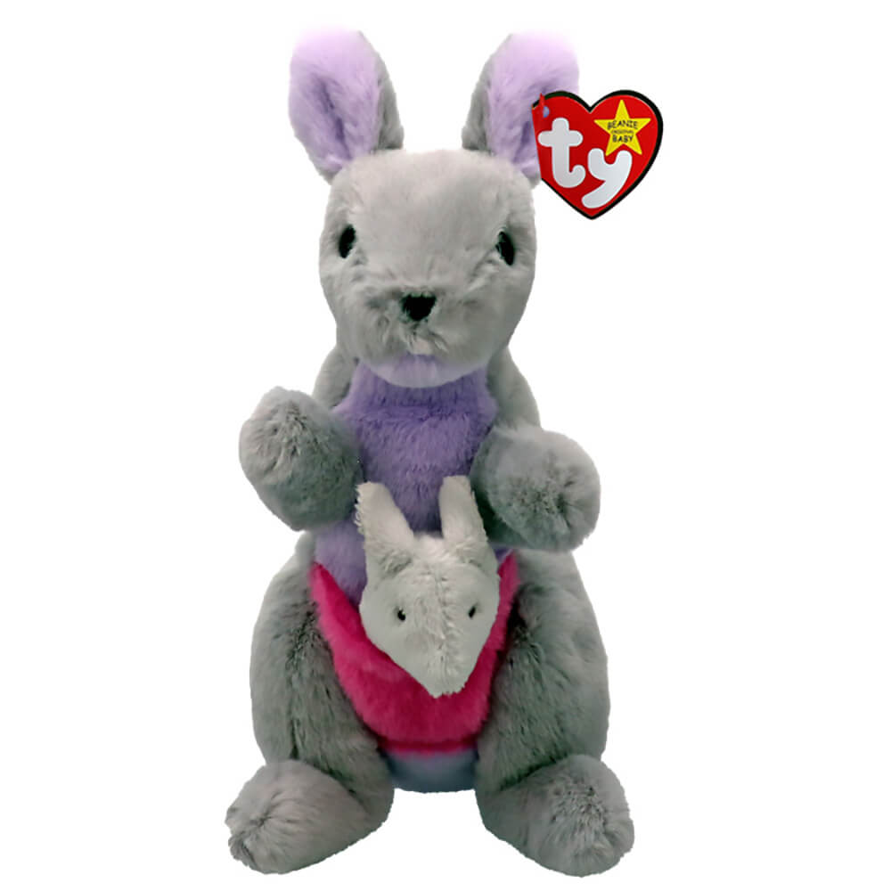 Ty Beanie Baby Kayla the Grey Kangaroo Plush wth Joey