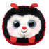 TY Beanie Bouncer plush toy of Buggie the Ladybug, featuring soft black and red fur, large blue glittery eyes, a smiling white face, and sparkly red antennae and feet, designed for cuddly play.