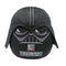 Star Wars Darth Vader plush in smooth black fabric with soft rounded shape, stylized helmet graphics, gray control-panel details, and a small red Ty tag, shown against a plain white background.