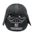 Star Wars Darth Vader plush in smooth black fabric with soft rounded shape, stylized helmet graphics, gray control-panel details, and a small red Ty tag, shown against a plain white background.