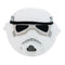 Star Wars Stormtrooper plush featuring bright white fabric, soft velvety texture, rounded helmet-shaped form, bold black eye visor and stitched gray mouth vents shown against a plain white background.