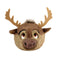reindeer plush toy Sven brown soft faux fur rounded head with tan felt antlers stitched eyes and nose character design for kids play displayed on clean white background