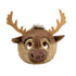 reindeer plush toy Sven brown soft faux fur rounded head with tan felt antlers stitched eyes and nose character design for kids play displayed on clean white background