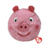 Peppa Pig plush toy Ty Beanie Bouncers in soft pink fuzzy fabric, round pig face with small ears, embroidered eyes, rosy cheeks and snout, designed as a bouncer ball toy on white background.