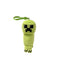 Minecraft Creeper plush keychain clip toy in bright green soft fabric with blocky body, featuring black pixel face, small legs, stitched details, and clip attachment on a clean white background.