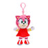 Pink Sonic the Hedgehog Amy plush clip features soft fabric, green eyes, a red dress, white gloves, striped boots, and a pink hanging loop on a white background.