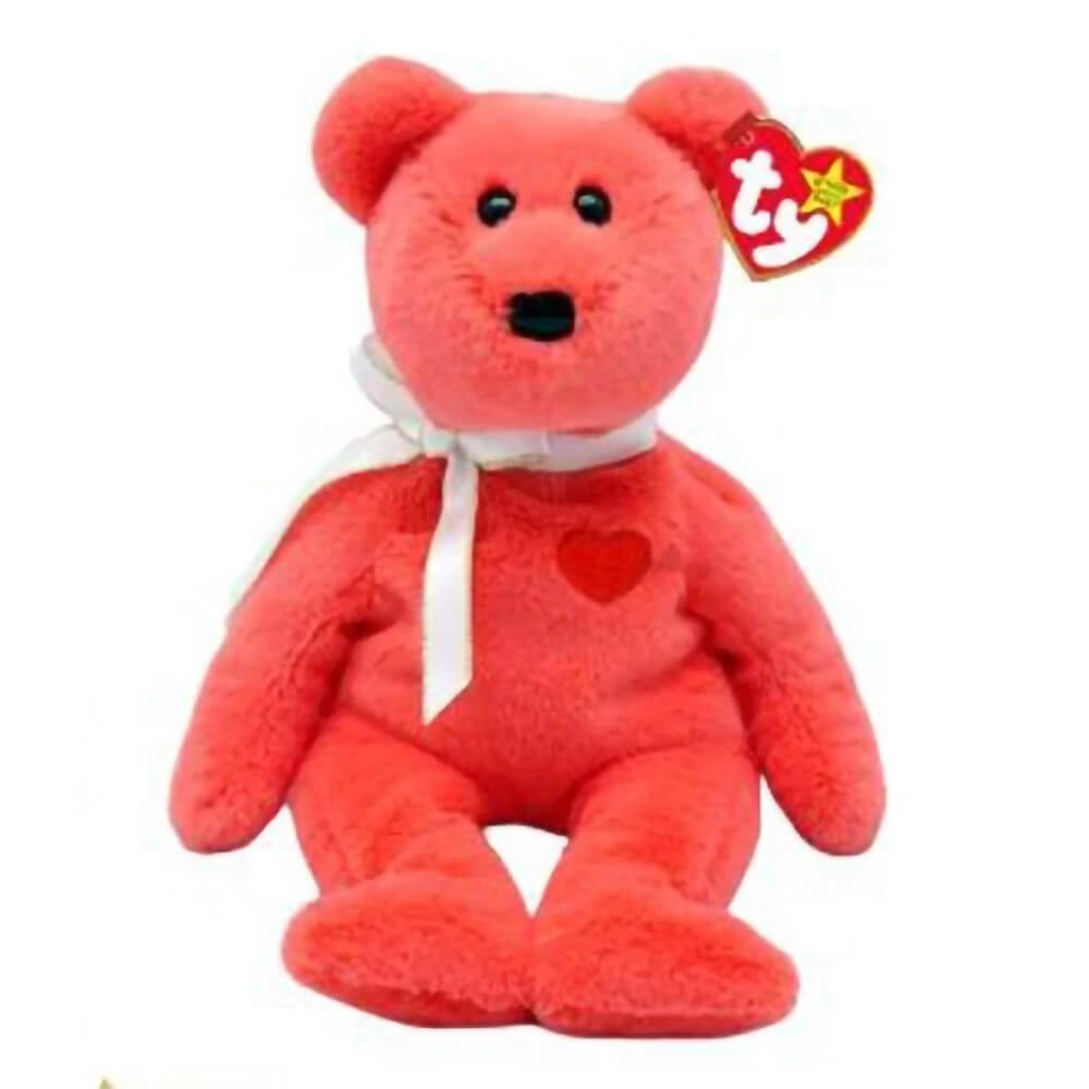 Ty Original Beanie Baby Valentino II the Bear - red bear with heart on chest