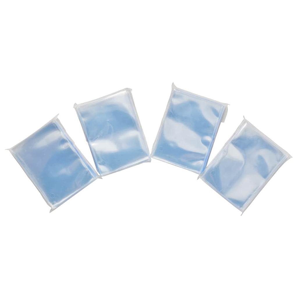 Set of four stacks of Ultra PRO 2.5 x 3.5 inch soft penny sleeves, made of clear plastic to protect trading cards from dust, scratches, and handling damage.