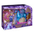 Unicorn Academy River playset package front displaying blue unicorn, blonde rider figure, glowing effects, ornate accessories, and branded purple box design promoting magical light-up play.