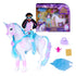 Unicorn Academy playset package showing purple cardboard box with clear plastic window, glossy printed graphics, and fantasy unicorn theme, displaying Layla figure and Glacier unicorn toy inside against a white background.