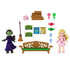 Wicked Emerald City small doll accessories set displaying colorful molded pieces including broom, handbags, candy treats, tickets, bench, and cash register, designed to enhance imaginative play within the Emerald City setting.
