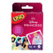 Disney Princess UNO card game packaging in a magenta box with sparkles, showing Cinderella, Snow White, Mulan, and Pocahontas on the front, with bold UNO branding and a crown-themed princess logo.