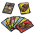 Spread of UNO Minecraft cards with pixelated mobs including bat, mooshroom, wolf, sheep, pig, snow golem, and characters Steve and Alex on the deck.