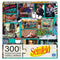 Seinfeld 300 piece puzzle box with multicolor printed cardboard surface, rectangular shape, featuring collage of sitcom scenes and characters, designed as collectible jigsaw puzzle packaging on a white background.